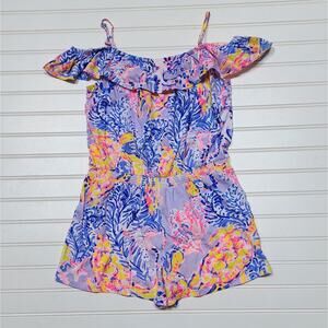 Lilly Pulitzer Girls Emoni Romper Size XL (12-14) Lilac Verben So Snappy